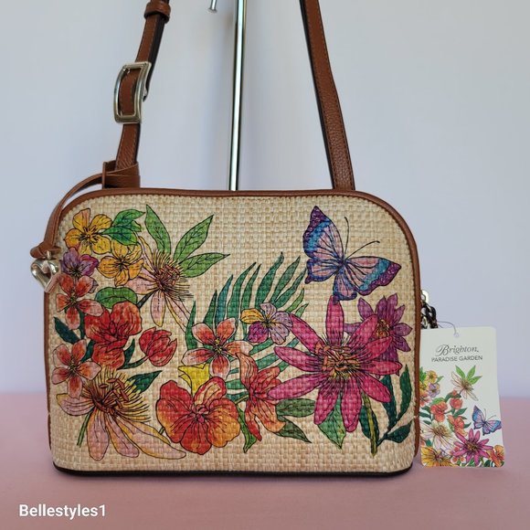 BRIGHTON Paradise Garden Jovie Fabric-Straw Organizer Bag- Natural Multi 🎈$195. - Picture 5 of 16
